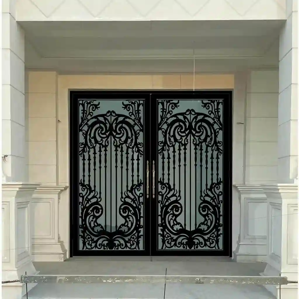 قیمت درب فرفورژه فلزی لاکچری با تاج تزئینی