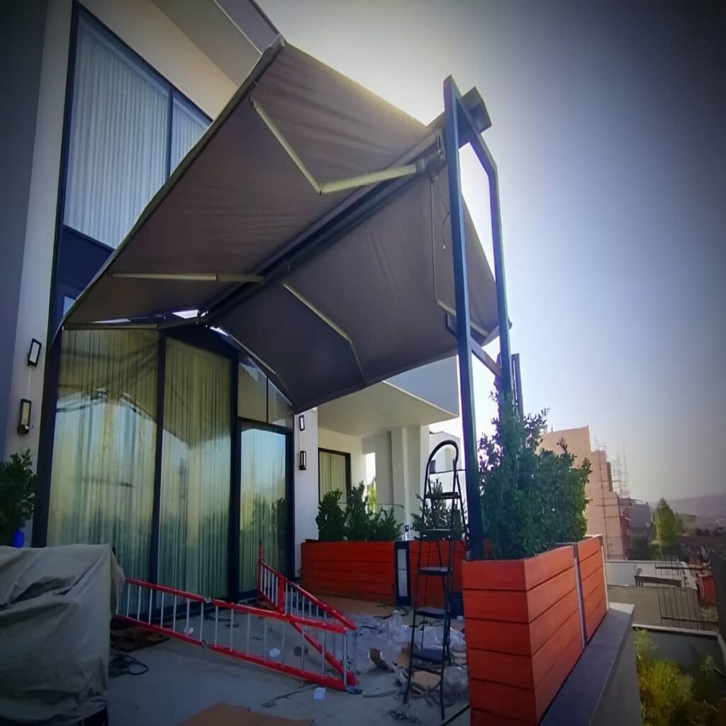 نصب سایبان برقی اتوماتیک ریموت کنترل در کردان