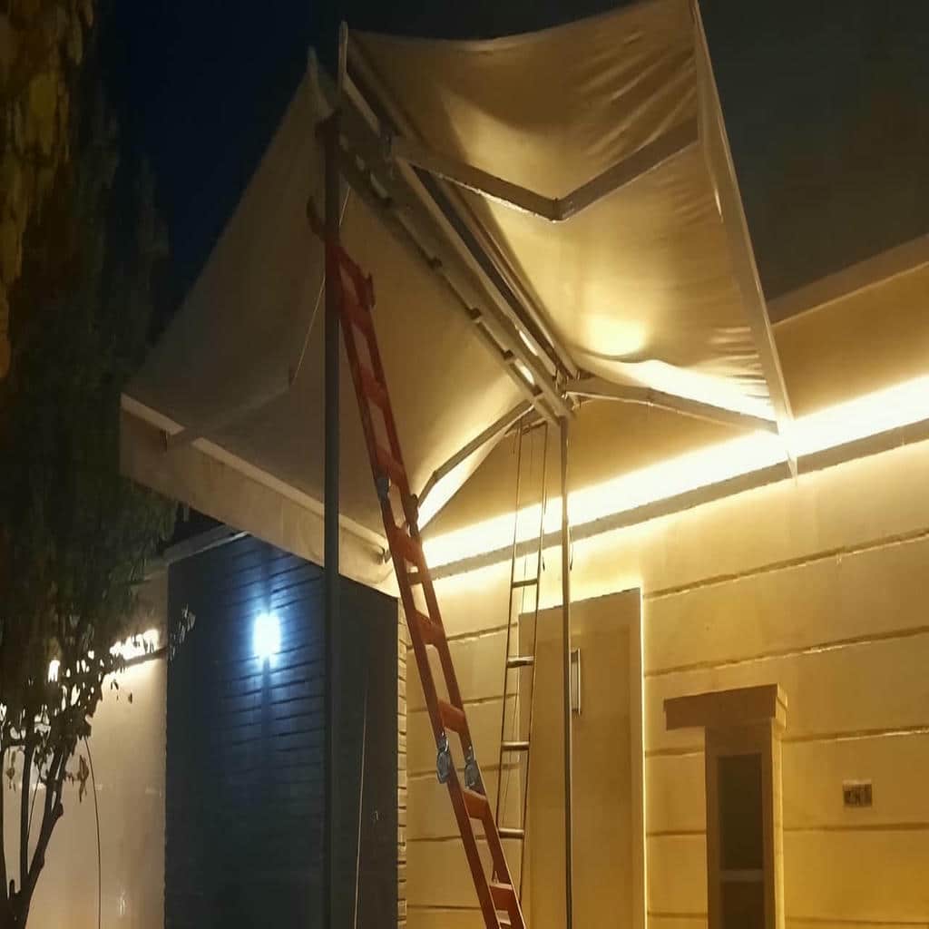 قیمت سایبان برقی اتوماتیک پارچه ضدآب در فشم