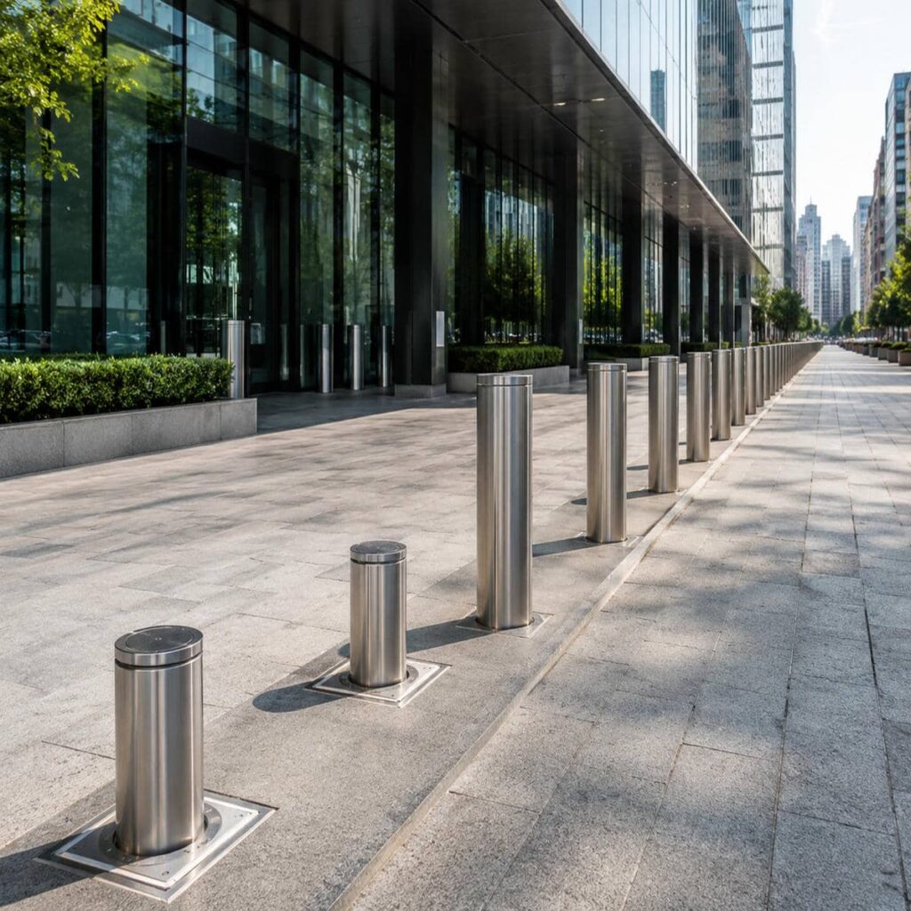 اجرای راهبند بولارد امنیتی با زهکشی مناسب