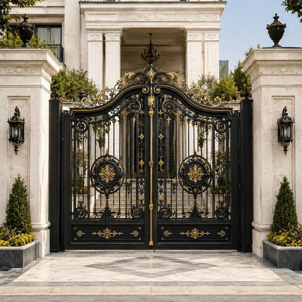 13 مدل درب پارکینگ مشکی طلایی