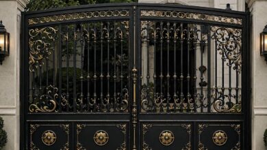 7 نمونه درب ویلایی برش لیزری طرح هندسی