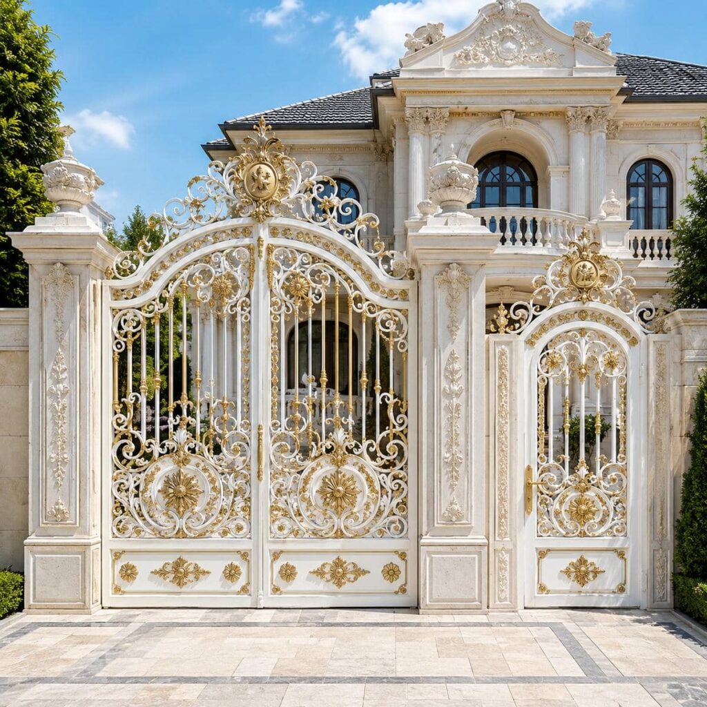 درب شیشه خور فریم آهنی با تقسیم‌بندی هندسی