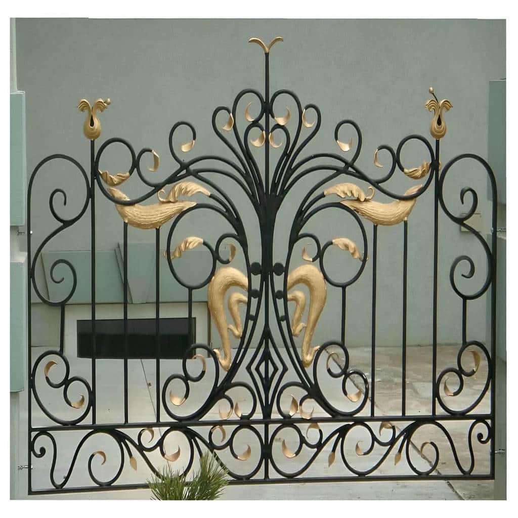حفاظ پنجره فرفورژه گل نرده اسلیمی با خم دقیق