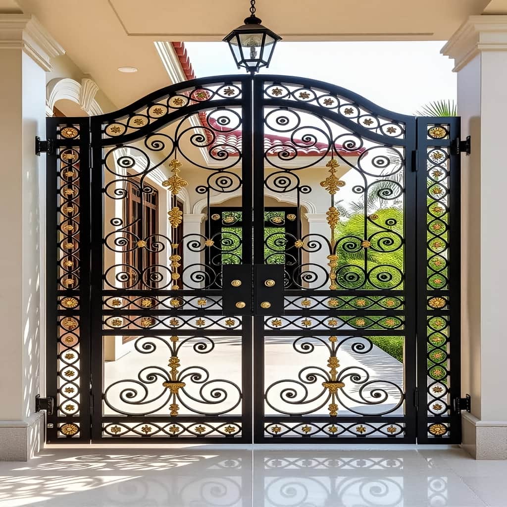 اجرای درب حیاط فلزی دو لنگه برای ورودی حیاط و پارکینگ