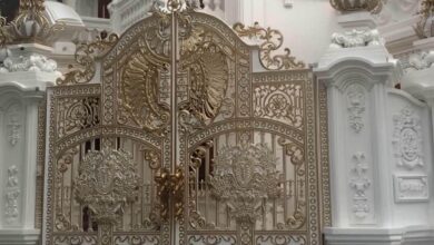 7 طرح درب ساختمان مدرن نمای سنگ