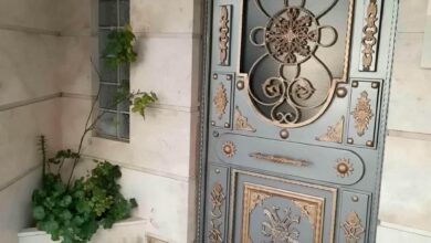 10 نمونه درب حیاط طرح چوب فلزی