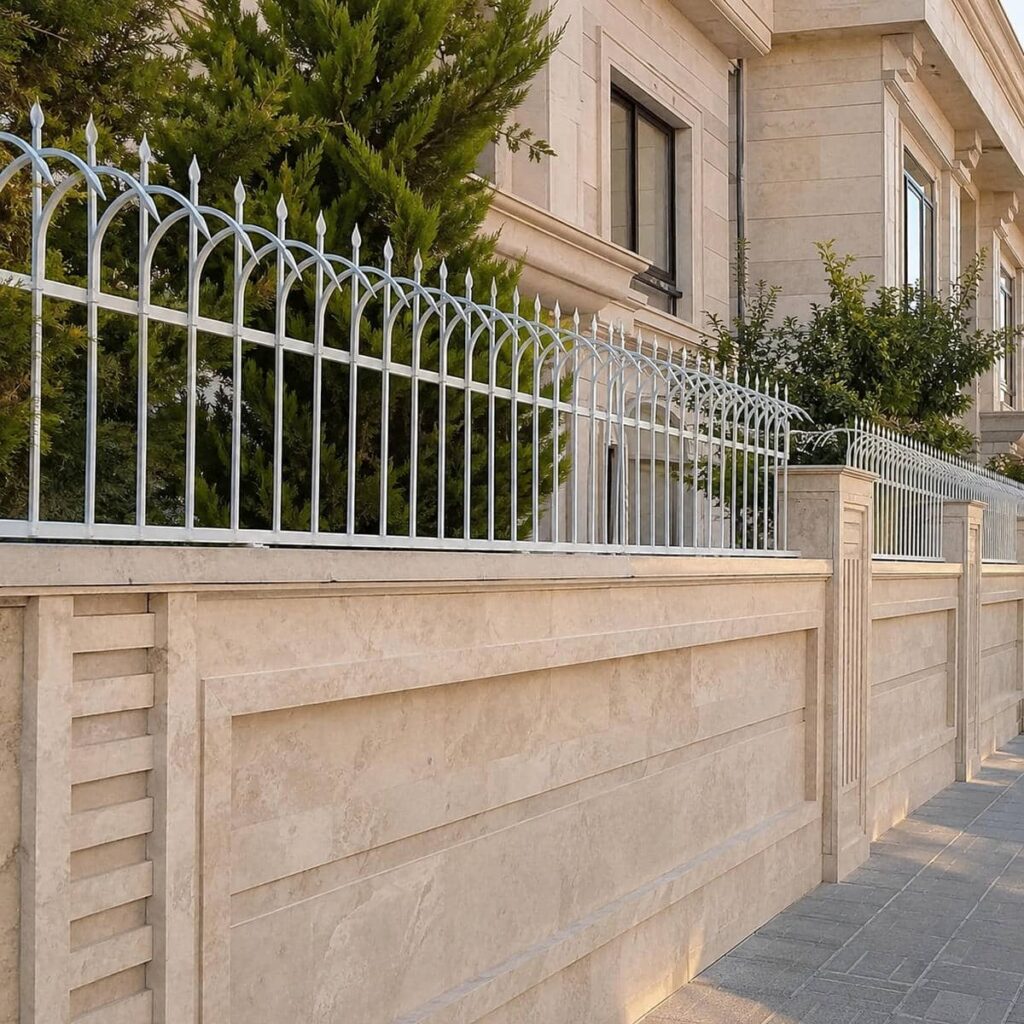 اجرای حفاظ دیوار ویلا نمای سنگی با کنترل سلامت سنگ