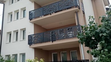 نرده تراس فلزی دهانه بزرگ