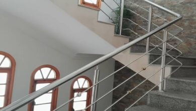 نرده استیل بالکن براق مدرن
