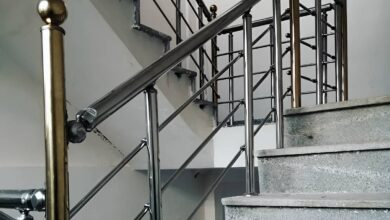 نرده استیل بالکن براق مدرن